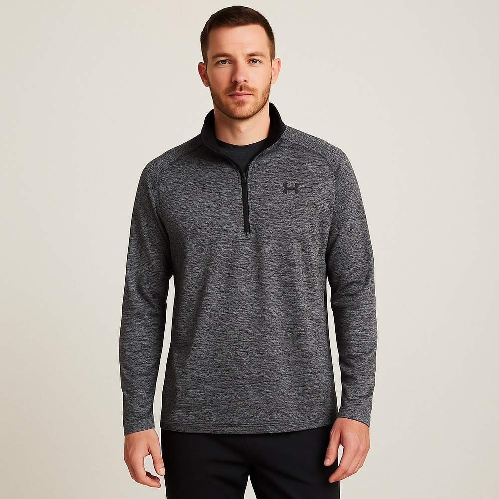 Under Armour Men’s HeatGear Quarter-Zip Pullover – Dark Gray (Size XL)